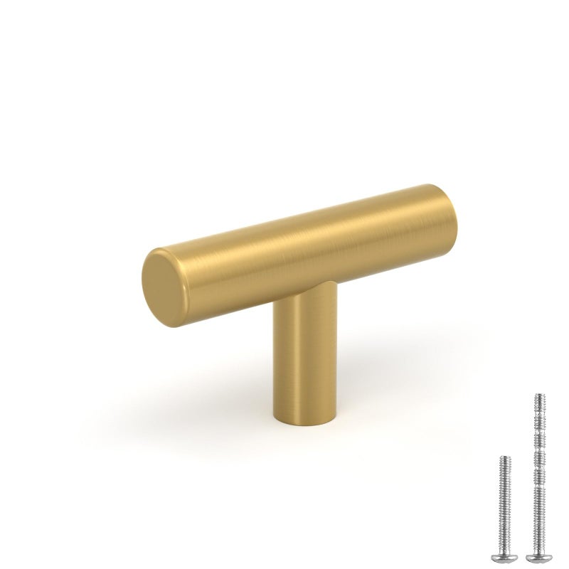 LONTAN 30 Pack Kitchen Cabinet Knobs Gold Drawer Knobs Brushed Brass Kitchen Cabinet Hardware for Bathroom Cupboard 2in Overall Length,Stainless Steel - Image 1